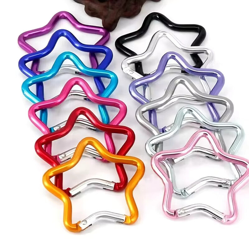 Star Shaped Carabiner Spring Clip Clasp Snap Hook Keyring Craft Toy - 10 Colours