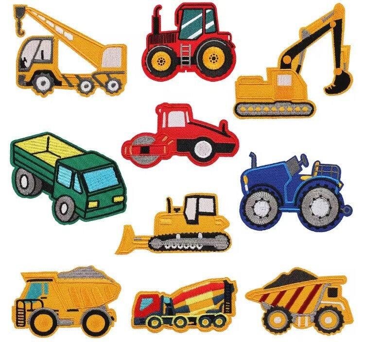 Vehicle Digger Crane Tractor Lorry Patches Iron on / Sew / Glue on Patch
