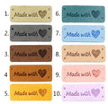 Faux Suede Leather Labels Hand Made with Love Clothing Tag Label Tags 5x2cm - Designs 1-10 chart