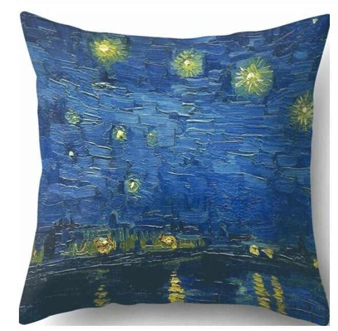 ARTIST VAN GOGH STARRY NIGHT BLOSSOM OIL PAINTING CUSHION COVERS 45x45cm - Rhone Design 2