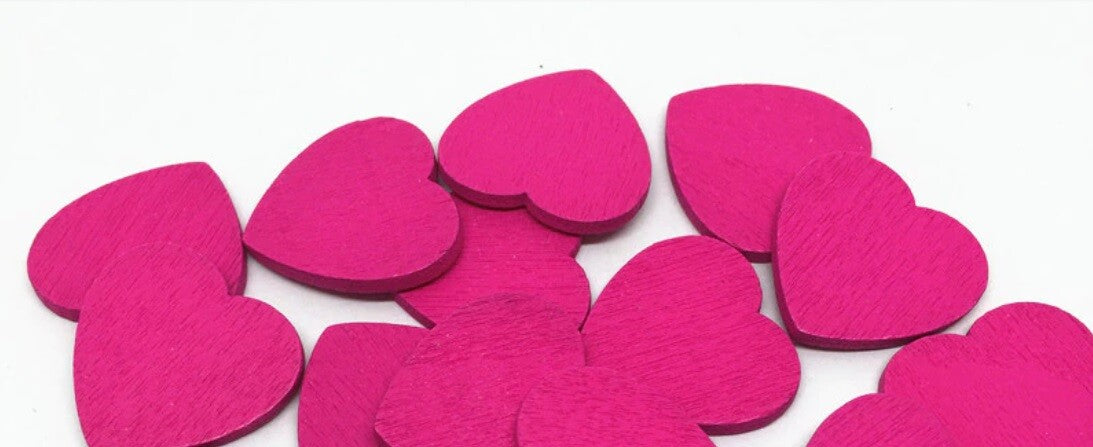 Coloured Wooden Heart Embellishments Craft Wedding Card Making Scatter 18mm