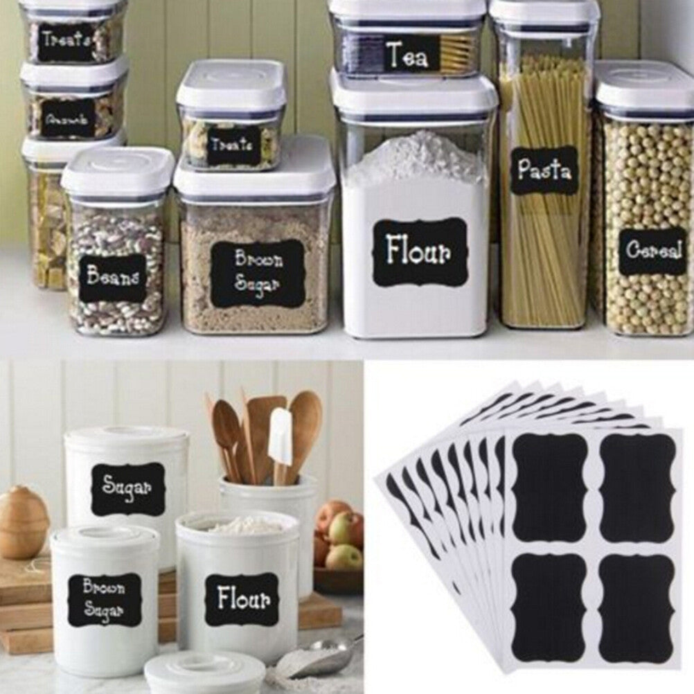 Chalkboard Stickers Labels Blackboard Organizer Kitchen Jar Black Sticker 6x4cm