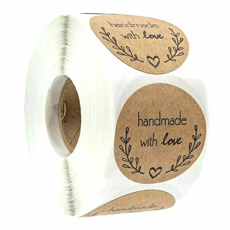 Round Thank You Hand Made With Love Labels Stickers Gift Food Craft 2.5cm (D1)