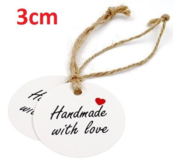 Handmade with Love Thank You DIY Craft Paper Tag Tags Gift Celebration - Handmade White
