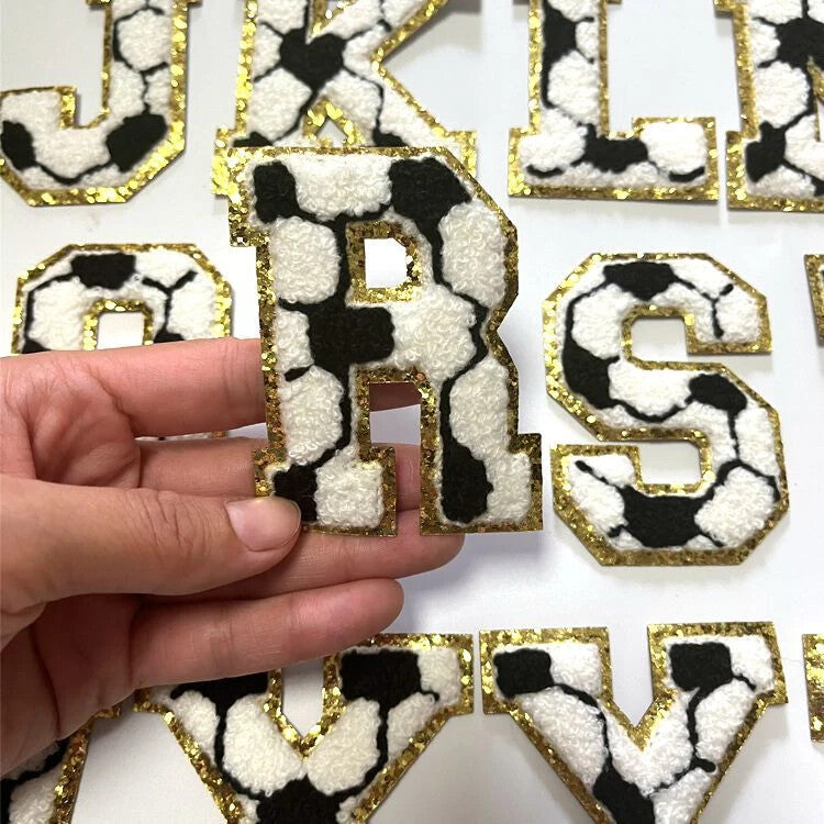 Football Soccer Chenille Patch Letter Patches Iron on Alphabet Embroidery 7.5cm