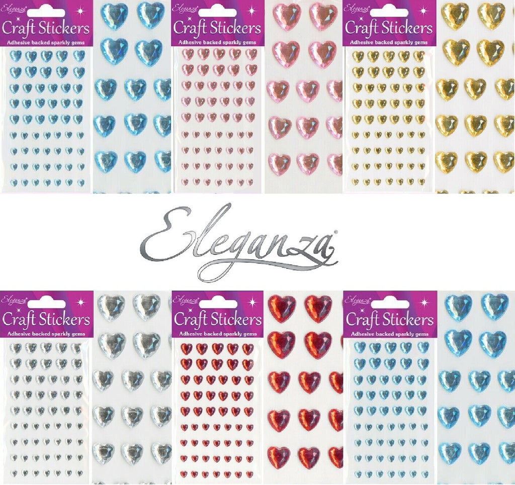 Stickers Craft Crystal Self Adhesive Hearts Sparkly Gem Card Making Invitations