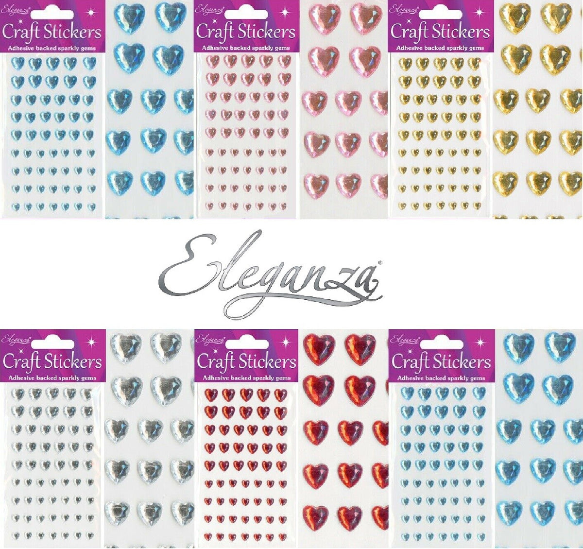 Stickers Craft Crystal Self Adhesive Hearts Sparkly Gem Card Making Invitations