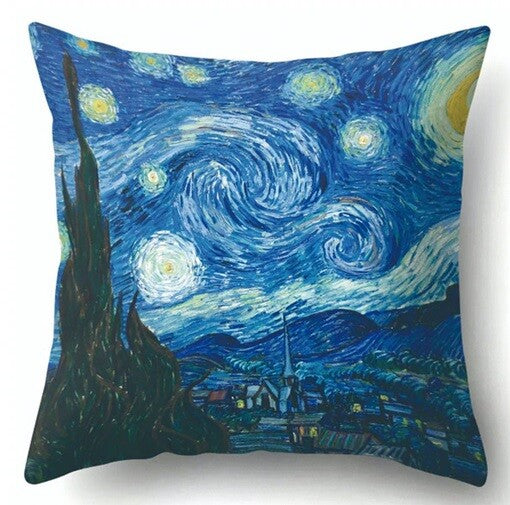 ARTIST VAN GOGH STARRY NIGHT BLOSSOM OIL PAINTING CUSHION COVERS 45x45cm - Starry Night