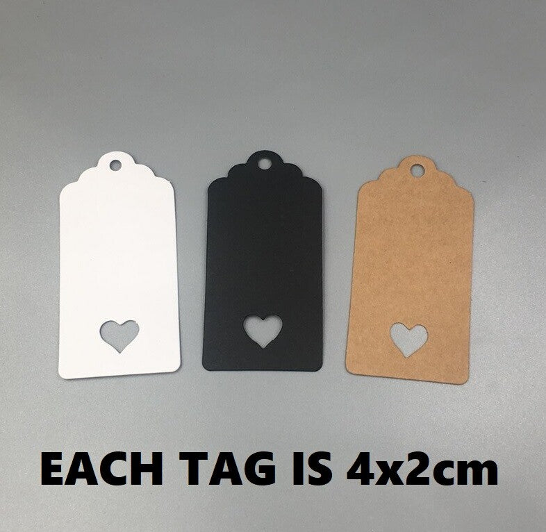 Rectangle Hollow Heart Blank Craft Paper Tags Gift Wedding Hand Made 4x2cm - White