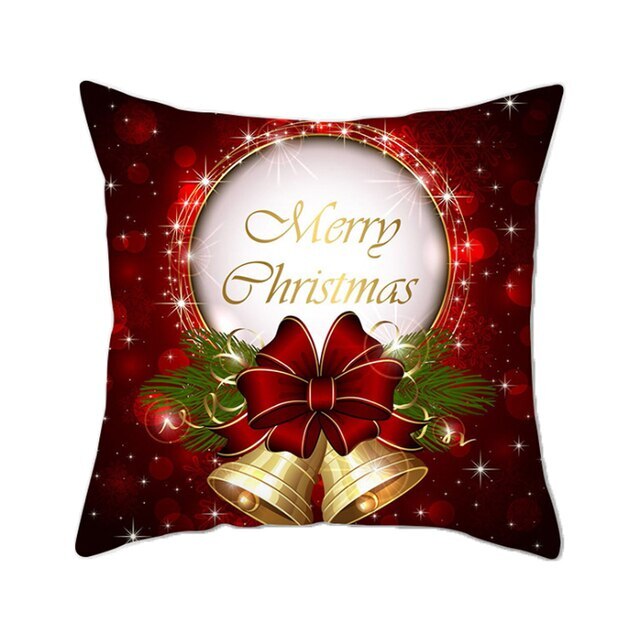 Christmas Festive Cotton Cushion Covers Red - Many Designs - 45x45cm - Bells