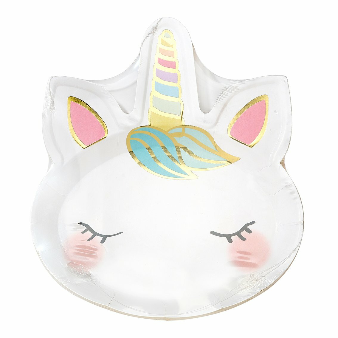 Unicorn Animals Alice Wonderland Party Plates Children's Party Table - We Heart Unicorns Face Plates 8 Pack - 21cm x 22cm