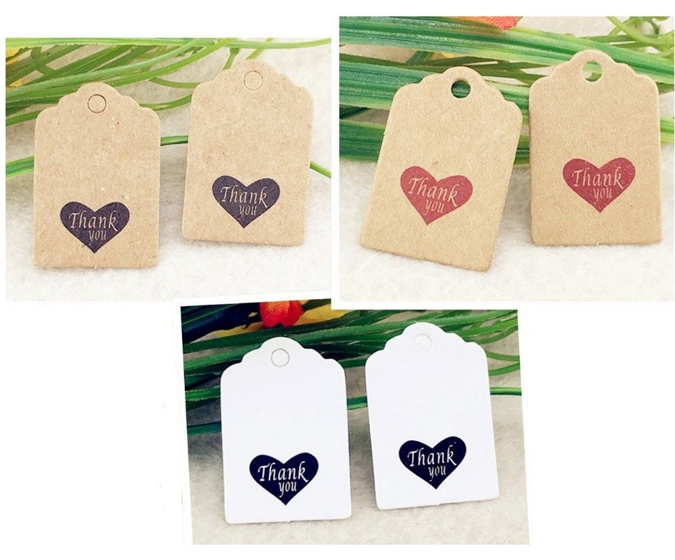 Craft Paper Tags 'Thank You' Love Heart Gift Food Wedding Price Gift Tag 3x2cm
