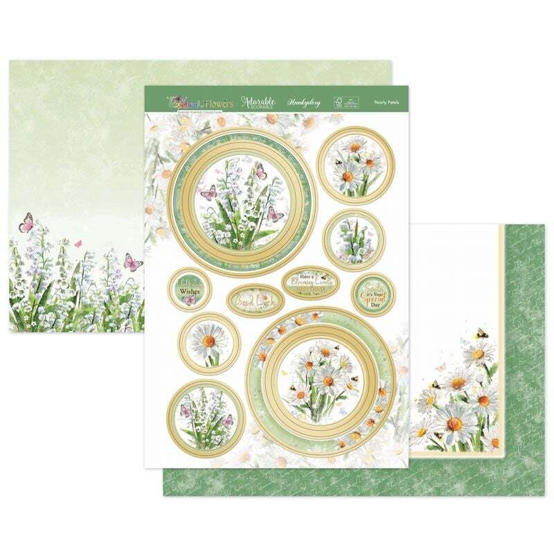 Hunkydory Greeting & Birthday Card Making Kits Luxury Topper Set Pack Toppers - Pearly Petals