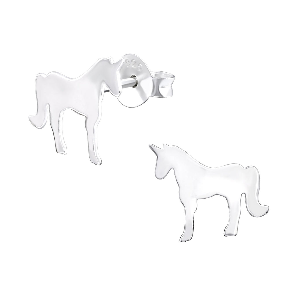925 Sterling Silver Magical Unicorn Minimalist Stud Earrings & Mini Gift Box
