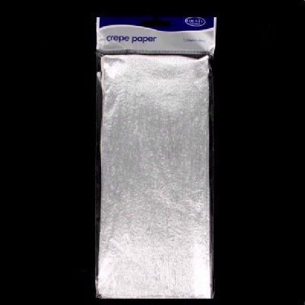 Crepe Paper Sheets 1.5 Meter x 50cm Party Decorations Craft Paper Roll Streamer - Silver (Metallic)
