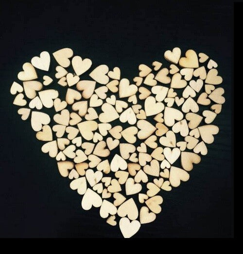 100 x Mix Rustic Wooden Love Heart Wedding Small Cute Table Scatter Decoration