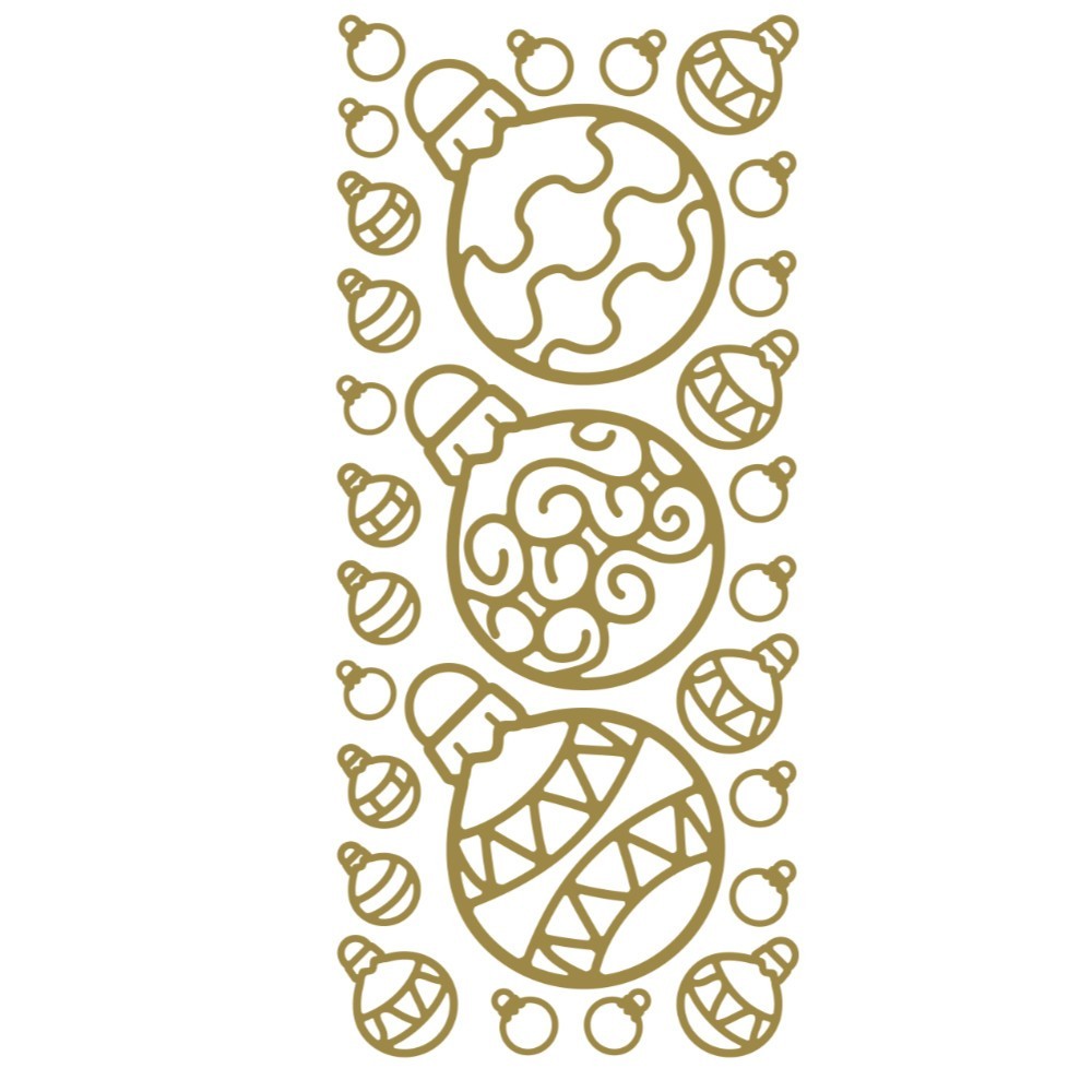 Christmas Peel Off Sticker Snowflake Star Santa Reindeer Snowman Craft Stickers - Baubles Gold (1.4020)