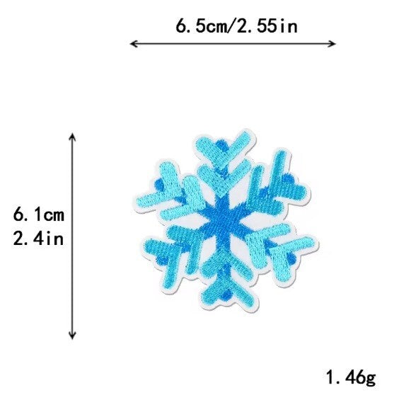 Christmas Tree Reindeer Snowflake Candy Patch Iron on Patches Customise Clothes - Blue Snowflake