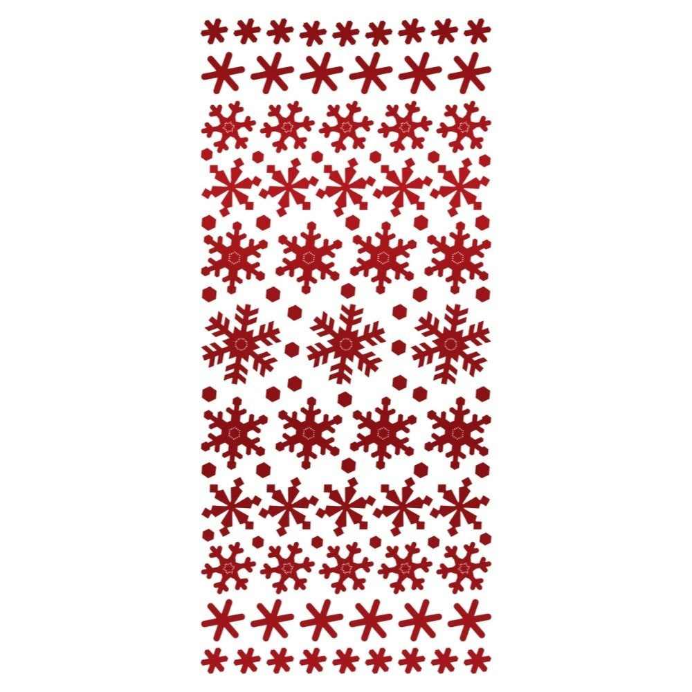 Snowflake Christmas Mirror Shine Peel Off Sticker Card Making Craft Stickers - Red Mirror