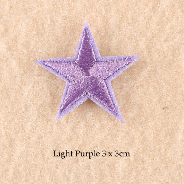 2 Lilac Purple Star Patches Iron On Sew On Stars Patch Embroidered Applique