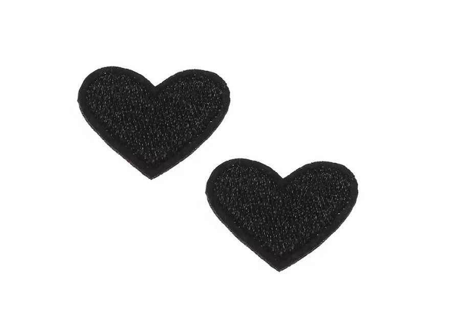2 Black Heart Patches Iron On Sew On Hearts Patch Embroidered Badges