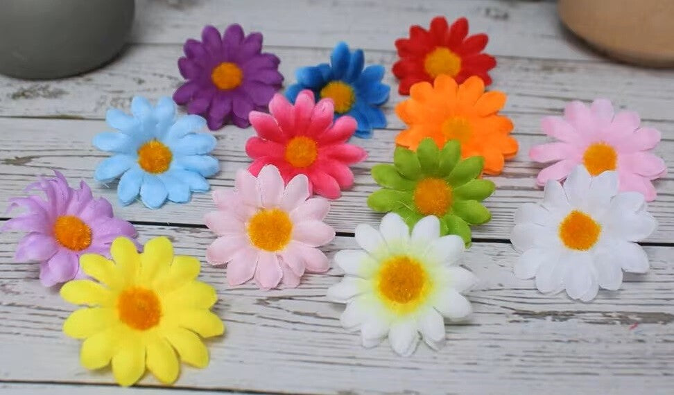 Daisy Flower Heads 3cm Decorative Synthetic Flowers Faux Silk Flower