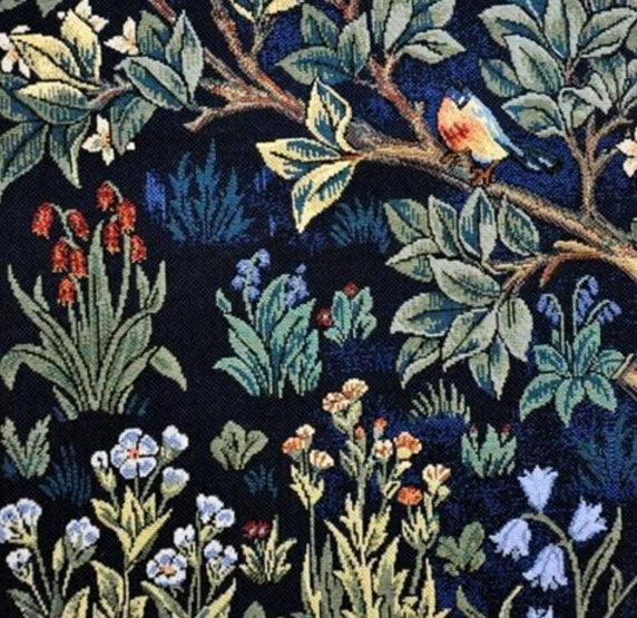 Tree of Life Loom Woven Tapestry William Morris 88 x 68 cm Dark Blue