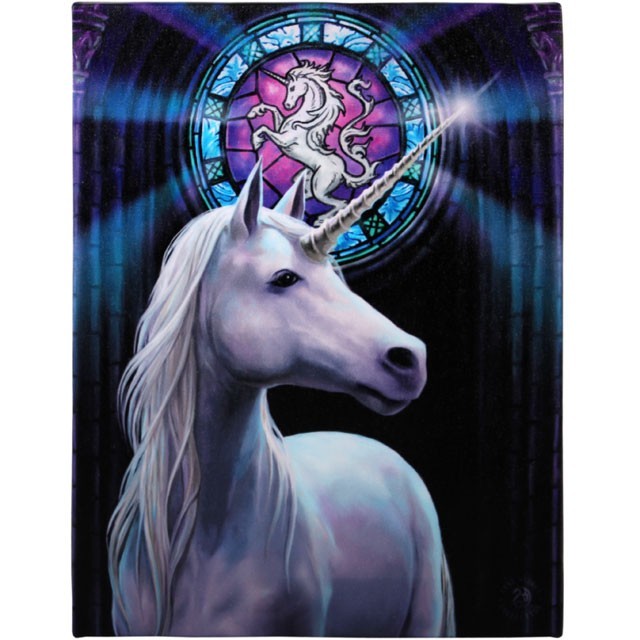 Unicorn 'Enlightenment' Canvas in Wooden Frame By Anne Stokes 25.4cm x 19.3cm