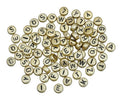 100 x Round Alphabet Beads Letter Spacer Spacers Gold & Silver 7mm - Gold