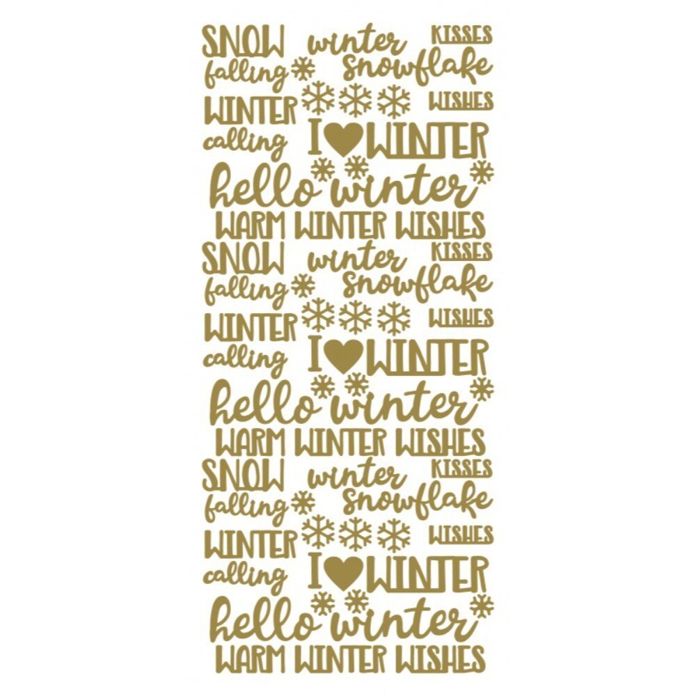Merry Christmas Happy Christmas Peel Off Sticker Card Making Craft Stickers - Winter Words Gold (566700)