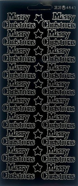 10 Sheets - Black Gloss Merry Christmas Peel Off Sticker Card Craft Stickers