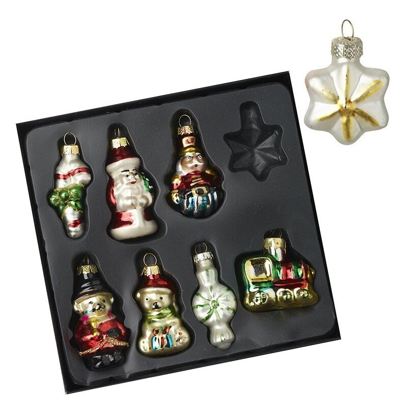 Glass Handcrafted Baubles Premium Traditional Christmas Tree Decoration - 8 Pack Glass Decoration Set