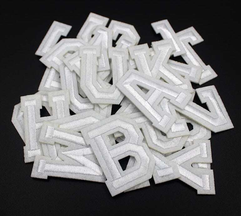 White Letter Patch Patches Iron or Sew on Alphabet Embroidery Customise Clothes