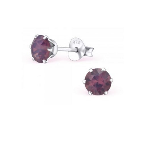 925 Sterling Silver Crystal Studs Earrings Wedding Birthday Christmas - Cyclamen Opal