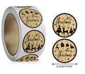 Merry Christmas Happy Xmas Brown & Black Labels Stickers Gift Sticker 2.5cm