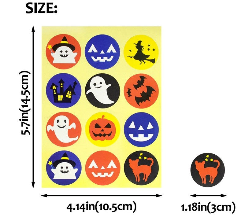 Halloween Round Labels Seal Stickers Sweet Treat Craft Stickers Gift Craft