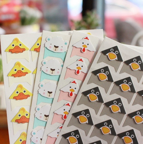 24 Self Adhesive Photo Album Frame Corner Protector Stickers Duck Bear Penguin