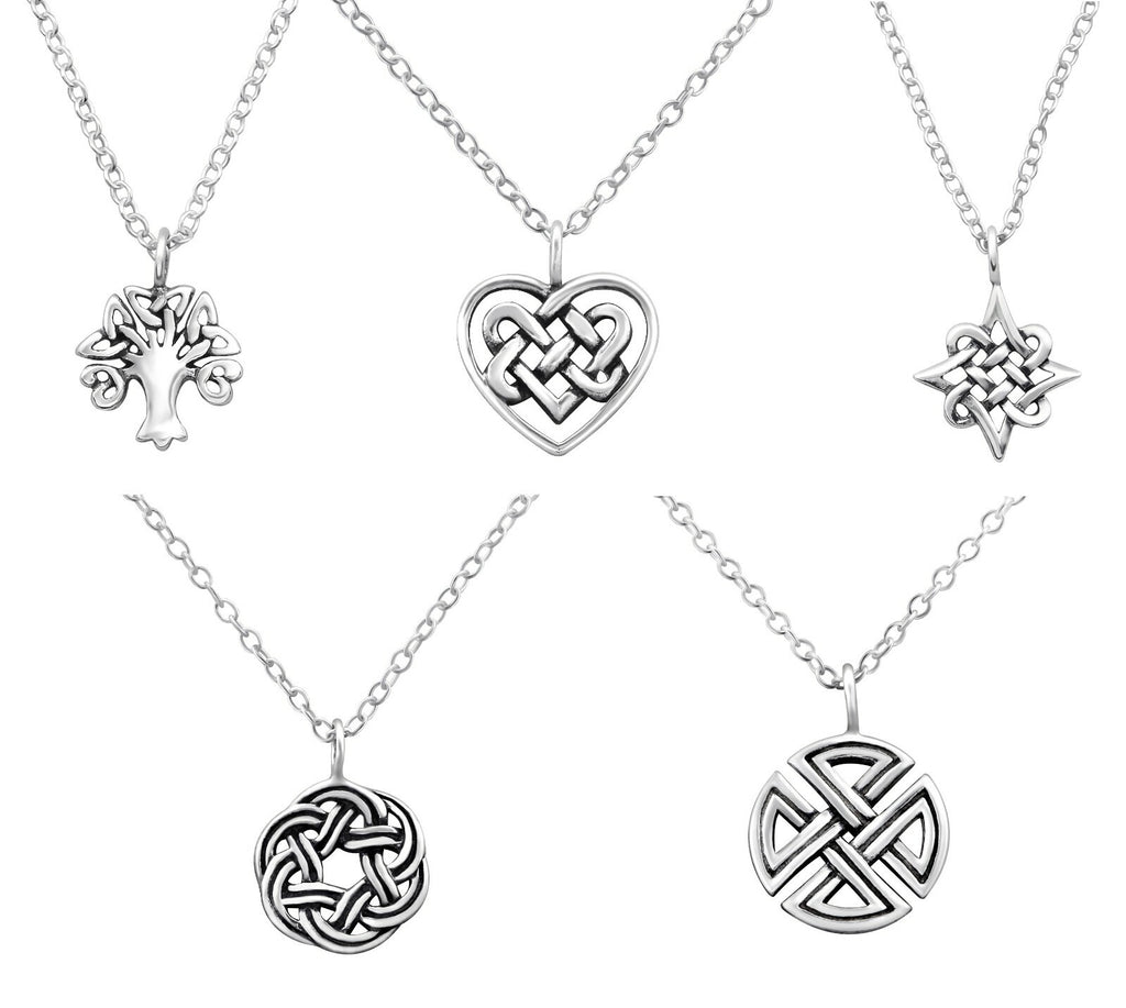 925 Sterling Silver Celtic Knot Love Heart Triangle Necklace & Gift Bag