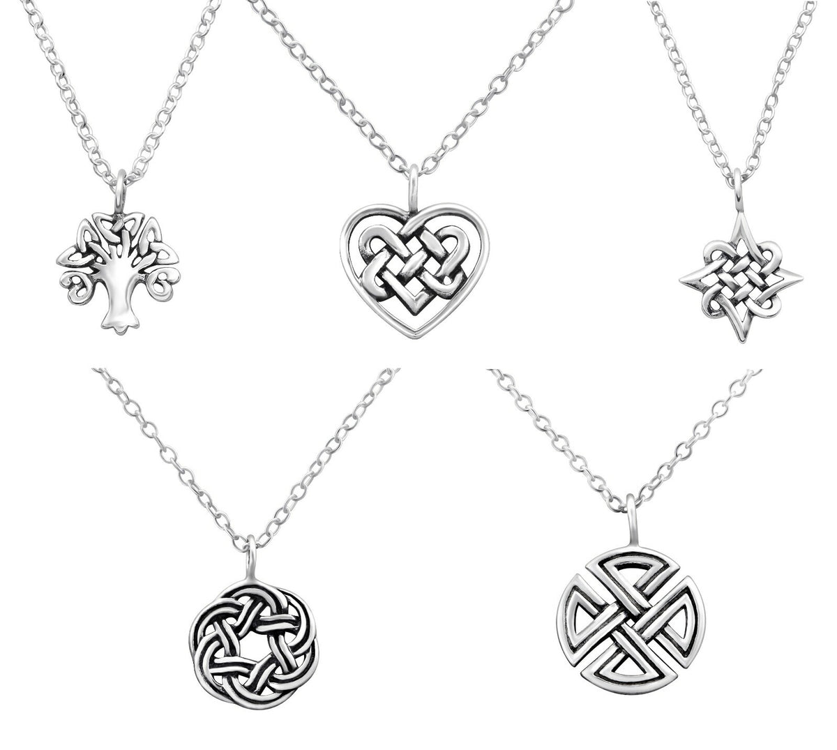 925 Sterling Silver Celtic Knot Love Heart Triangle Necklace & Gift Bag
