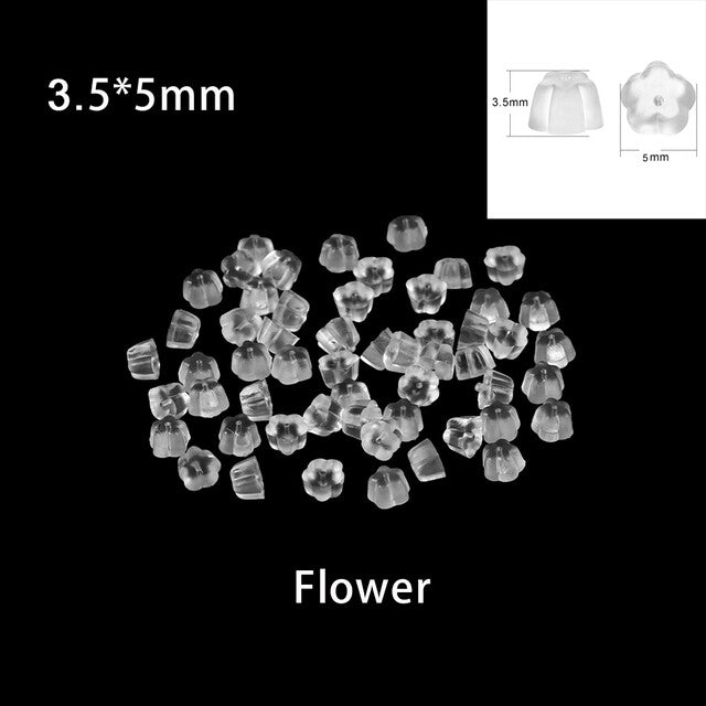 Silicone Earring Backs Earrings Backs Stoppers Caps Soft Clear Rubber Jewellery - Flower