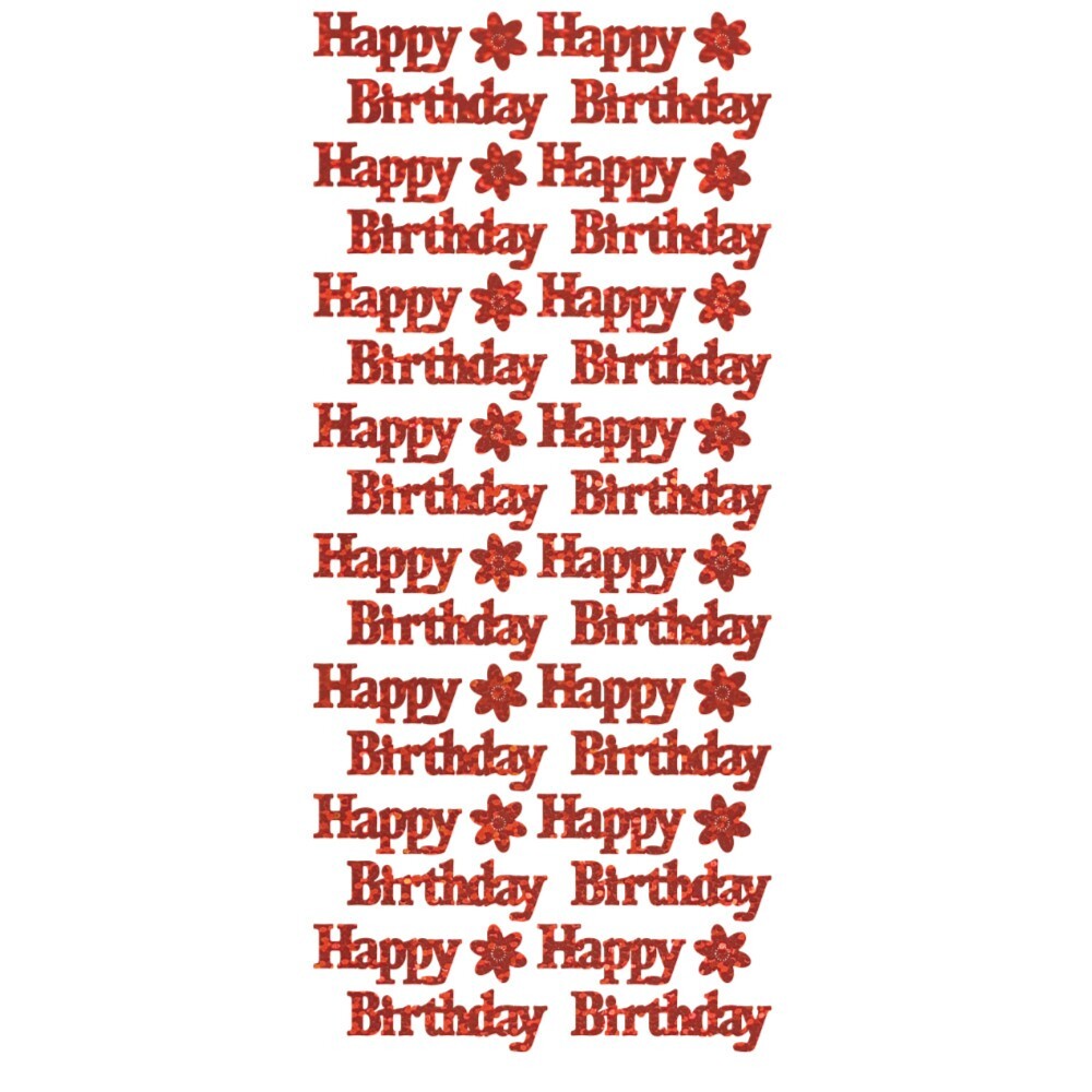Happy Birthday Diamond Sparkle Peel Off Sticker Card Making Craft Stickers - Red