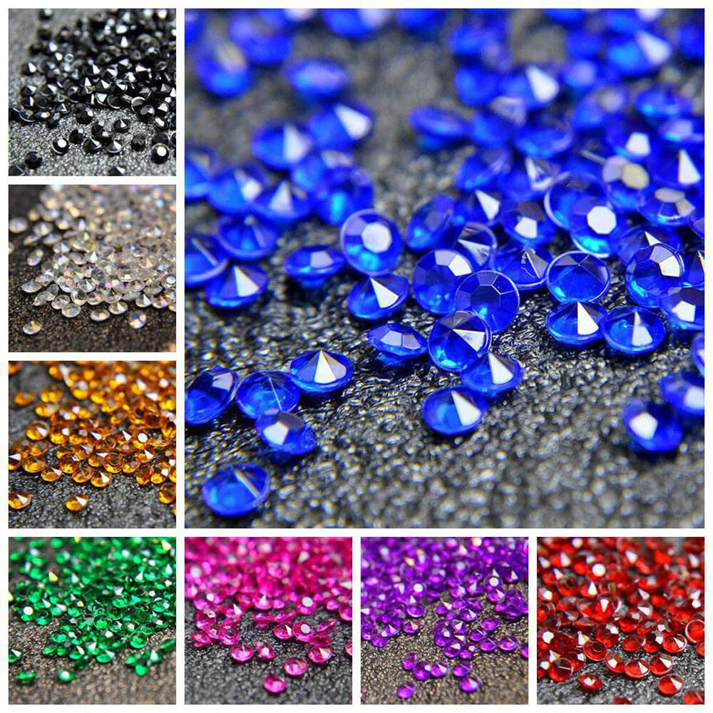 1000 Pieces - Diamond Table Scatter Confetti Gems - 10 Colours - 4mm - Craft