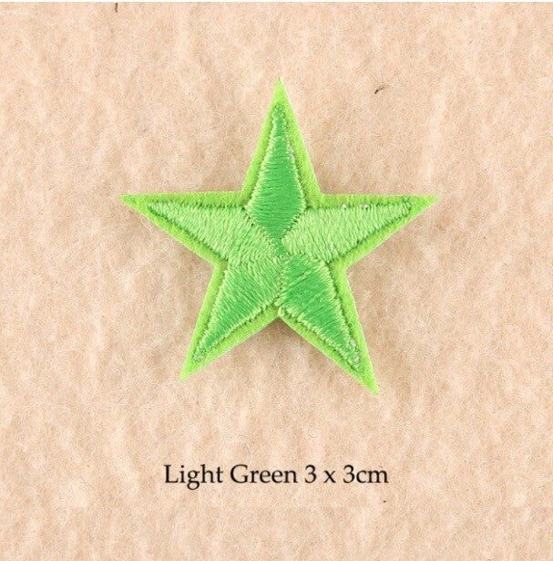 10 x Star Iron On Patch Sew On Star 3cmx3cm Applique Patches - 33 Colours - Light Green