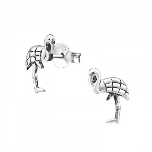 925 Sterling Silver Flamingo Bird Stud Earrings 8x9mm & Gift Box #3