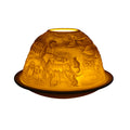 Lithophane Porcelain Ceramic Dome Candle Tealight Holder Christmas Votive Gift - Afternoon Tea - (8x12cm)