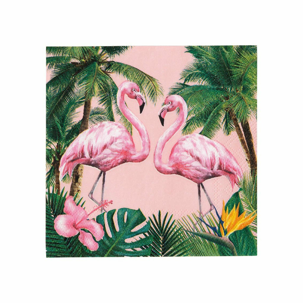 Paper Napkins Party Table Decorations Set Tropical Bunny Alice in Wonderland - Tropical Fiesta Flamingo Cocktail Napkins 20 Pack