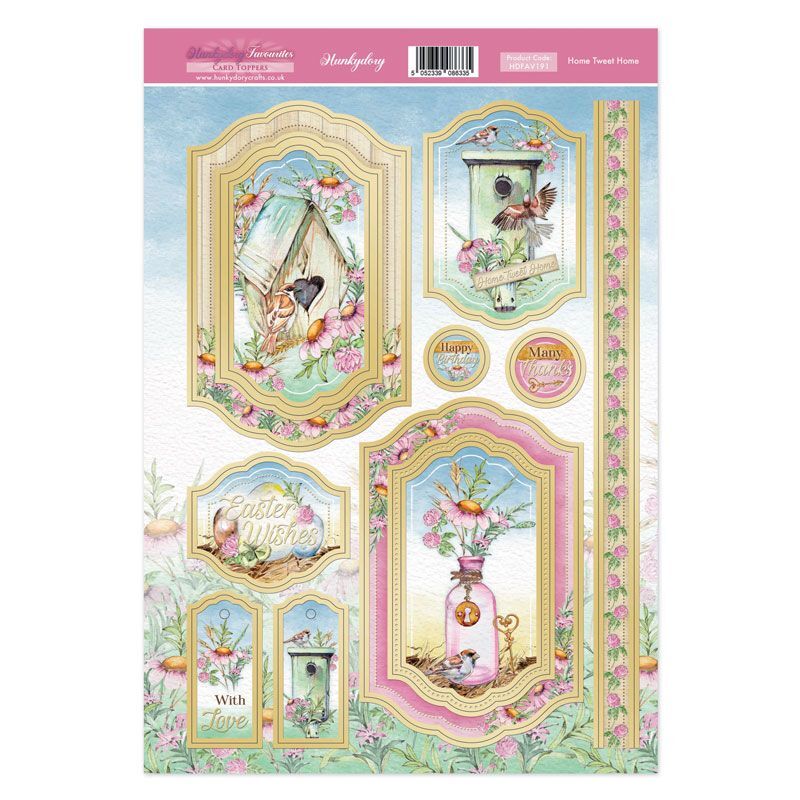 Hunkydory Greeting & Birthday Card Topper Making Kits Luxury Toppers for Cards - Home Tweet Home
