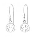 925 Sterling Silver Peace Sign Dangle Earrings 8x8mm & Gift Box #2