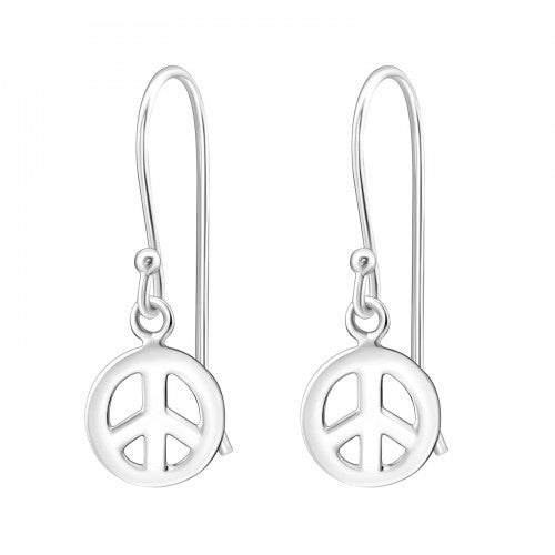 925 Sterling Silver Peace Sign Dangle Earrings 8x8mm & Gift Box #2