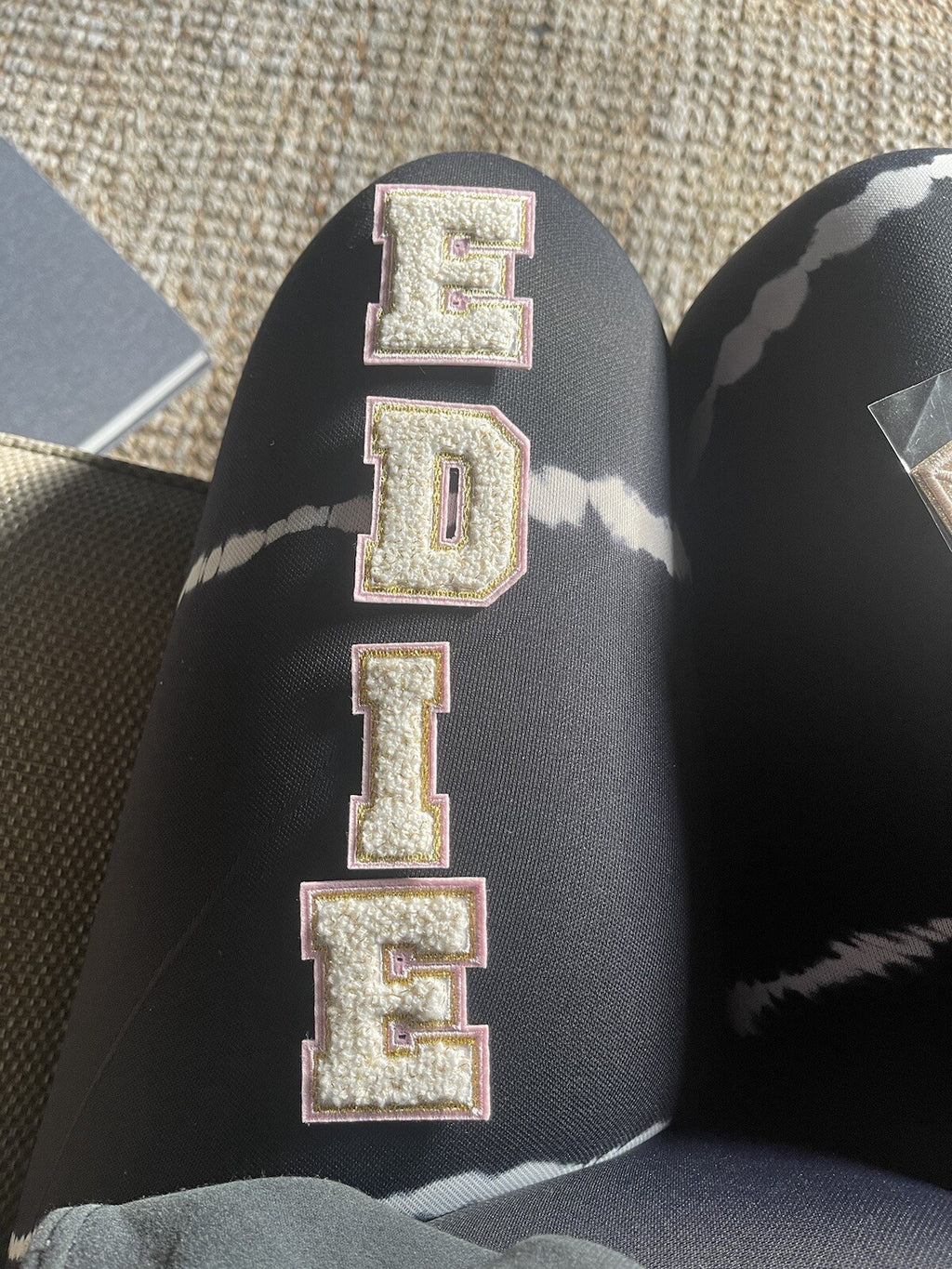 Pink Gold & Beige Chenille Patch Letter Patches Iron on Alphabet Letters 5.5cm